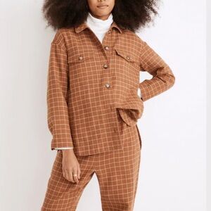 Madewell Waffleback Branner Shirt-Jacket in Windowpane Warm Hickory Color